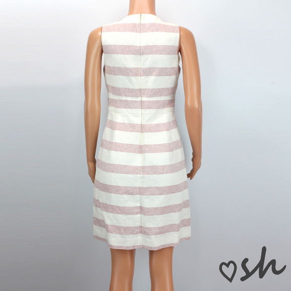 J. Crew Linen Blend Stripe Basket-Weave Dress - 6 - Picture 2 of 3
